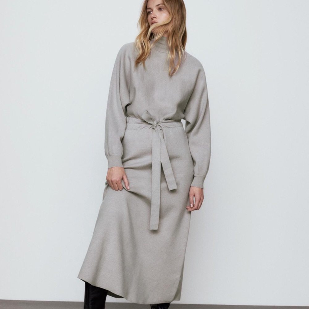 ZARA high collar knit long dress